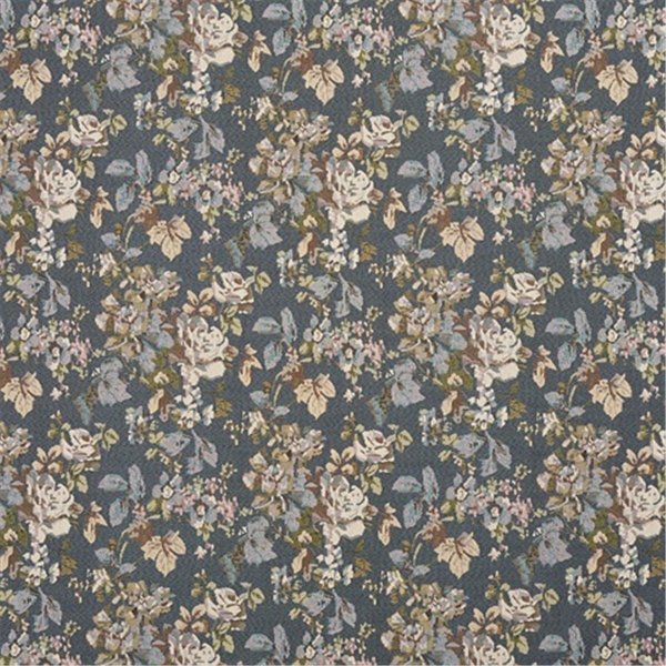 Finefabrics 54 in. Wide Blue, Ivory And Green, Floral Bouquet Tapestry Upholstery Fabric FI1188